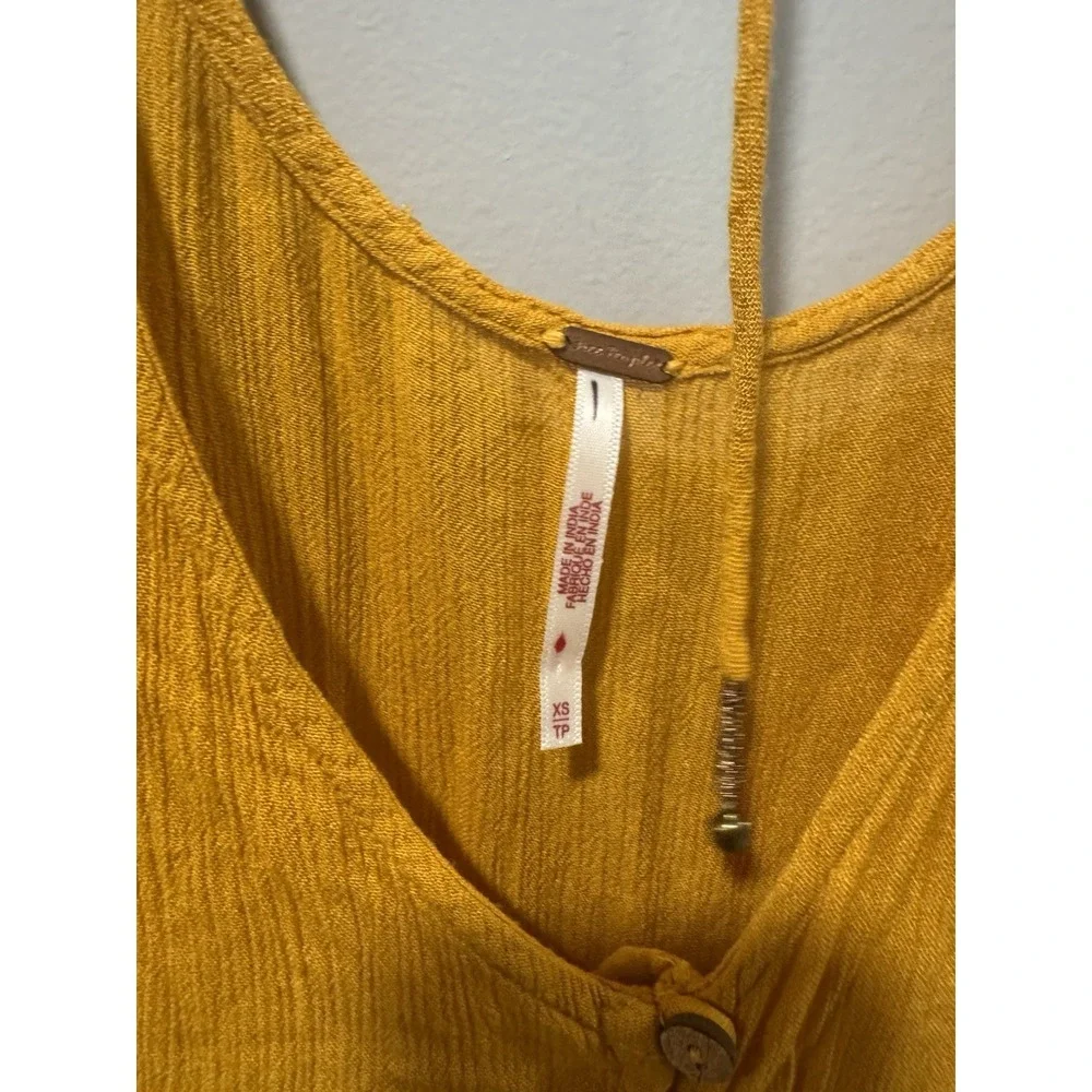 Free People Orianna Button Front Gold Yellow Midi Dress Size XS Oversized